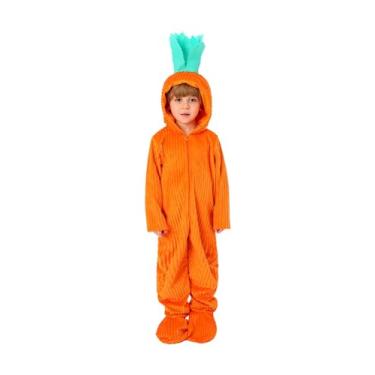 Imagem de Hinevey Fantasia infantil de cenoura, cosplay, pijama, divertido, legumes, unissex, macacão para festa de Halloween da Páscoa, Laranja, M