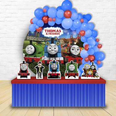 Imagem de Kit Decoração Painel Redondo Festa de Aniversário Infantil Thomas Trem e Turma
