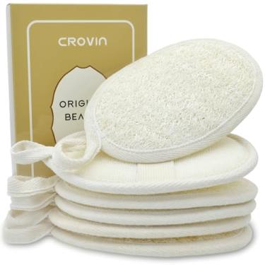 Imagem de Crovin Loofah Pads – Esfoliante esponja corporal de esponja de banho 100% natural para homens e mulheres SPA – Pacote com 6 unidades de presente Luffa, perfeito para banho de chuveiro