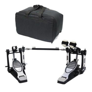 Imagem de Pedal Batedor Duplo Para Bumbo Bateria,Corrente Dupla,C/ Bag - Aj Som 