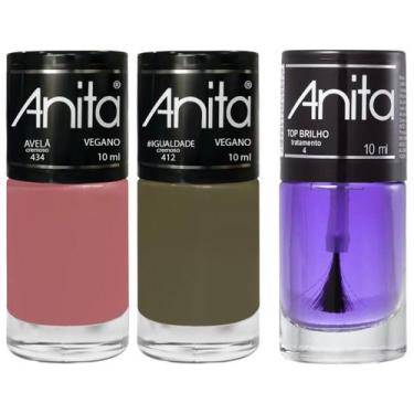 Imagem de Kit 2 Esmaltes Tons Terrosos + Top Brilho 10ml Anita