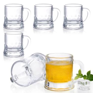 Imagem de Futtumy Mini caneca de cerveja de 59 ml com alças, mini copos de dose de cerveja para festa de Natal, aniversário, churrasco, canecas de cerveja para freezer, homens, mulheres, pai, pai, cerveja