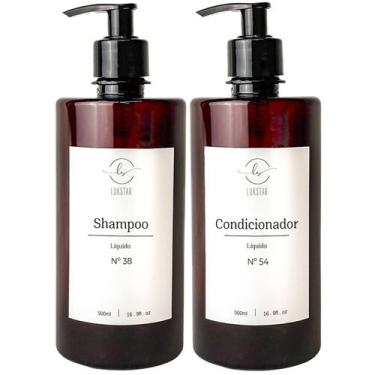 Imagem de Kit Frasco Âmbar Dispenser Organizador Shampoo Condicionador - Lukstar