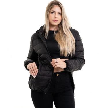 Imagem de Jaqueta Puffer Nylon Feminina Capuz Removível Moda Inverno Bobojaco - 