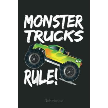 Imagem de Pit Crew Monster Trucks Happy Sunset Retro Theme Notebook: Funny Monster Trucks Gifts for Kids Great Kids Appreciation Thank Gag Gifts for Girls Toddler Boys Dad Mom