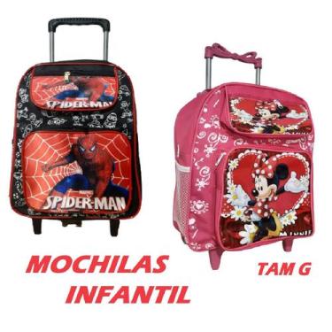 Imagem de Mochila De Rodinhas Diversos Personagens Infantil C/ Bolso Lateral e F