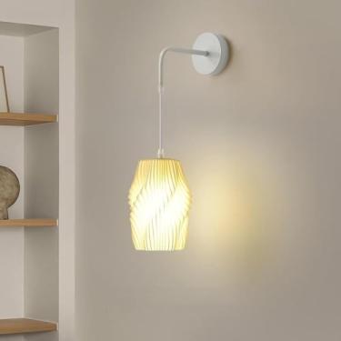 Imagem de Luminárias de parede japonesas estilo Wabi-Sabi, estilo creme, personalidade, arandelas de cabeceira para quarto, com base E14/E12, luz de parede regulável em três cores para cozinha, corred