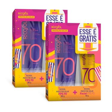 Imagem de Kit 2 und Ricosol FPS 70 Corpo 180g + FPS 70 Facial 50g