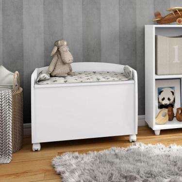 Imagem de Baú Para Brinquedos Multiuso Com Rodinhas Aquarela Branco