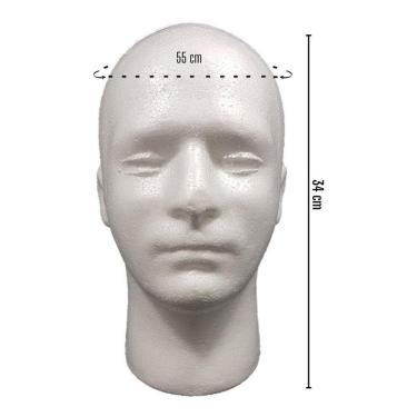 Imagem de Cabeça De Manequim Masculino Isopor Cherey - Peruca, Chapéu