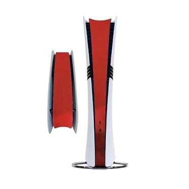 Imagem de Adesivo lateral médio personalizado cor cromada para PS5 PRO Disc Console Center Skin Console Skin Decalque Vinil Skin (Vermelho cromado)