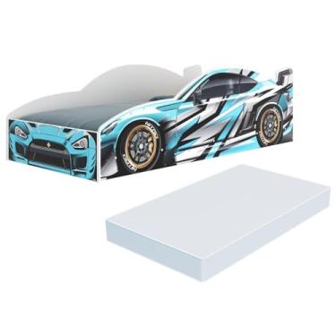 Imagem de Cama Carro 100% Mdf Infantil Montessoriana com Colchão Incluso Multimóveis Mp4323 Azul