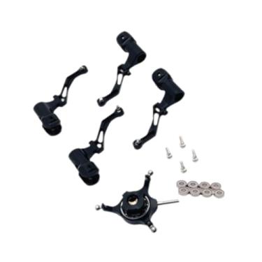 Imagem de MERIGLARE Conjunto de placa oscilante de helicóptero RC faça você mesmo, reparo de peça de reposição de alumínio resistente, Preto