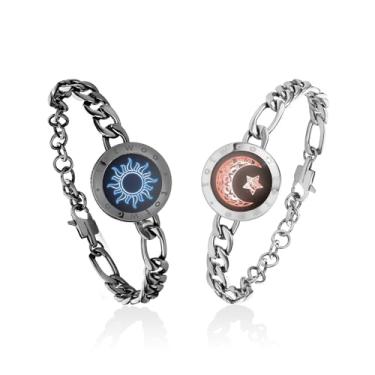 Imagem de TOTWOO Pulseiras de toque de longa distância para casais, pulseiras vibratórias e iluminadas para casais | Presentes de relacionamento de longa distância para namorada, joias de emparelhamento