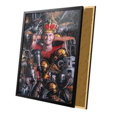 Imagem de Quadro Cristiano Ronaldo Recordes Troféus Moldura e Vidro - Complet Ca