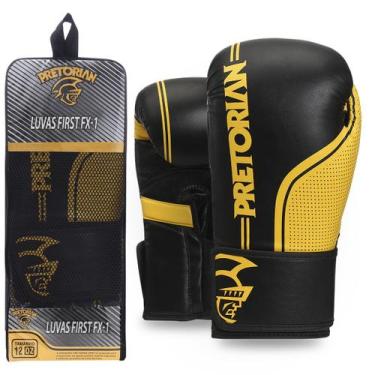 Imagem de Luva de Boxe e Muay Thai First FX1 Pretorian, Preto, Amarelo, 12 Oz