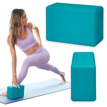 Imagem de Gaiam Bloco de ioga – Suporte sem látex espuma de EVA macia antiderrapante para yoga, pilates, meditação, azul vívido