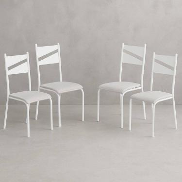 Imagem de Conjunto 4 Cadeiras para Cozinha e Sala de Jantar Branco/Cinza
