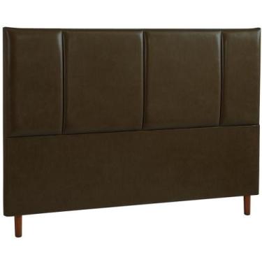 Imagem de Cabeceira Estofada Queen Panamá Couro Marrom 160 cm - TNA Decor
