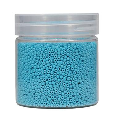 Imagem de Bala&Fillic Contas de sementes quase uniformes de tamanho redondo de 2 mm 10.000 peças/110 gramas em caixa 12/0 turquo contas de vidro pequenas azuis para fazer joias, brincos, pulseiras, colar (azul