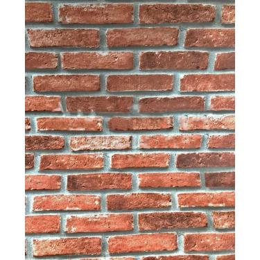 Imagem de Papel De Parede Vinilico Tijolo A Vista 3D Marrom Vermelho