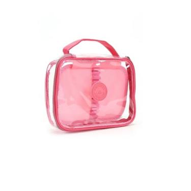 Imagem de Estojo Escolar Organizador Transparente 1 Ziper Box Grande Infantil Canetinhas Lapis Feminino Masculino Nylon Divisoria Necessarie Ziper Papelaria Fofa (rosa transparente)