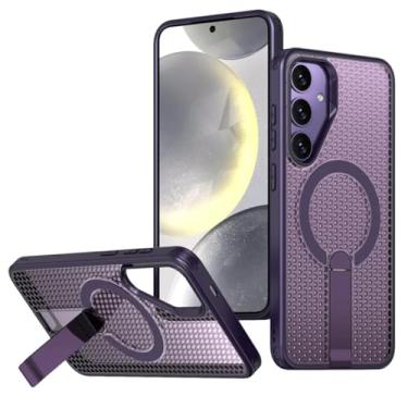 Imagem de Capa de celular respirável e com dissipação de calor para Samsung Galaxy S24 25 Ultra Plus com suporte oculto (para Galaxy S25 Ultra/roxa)