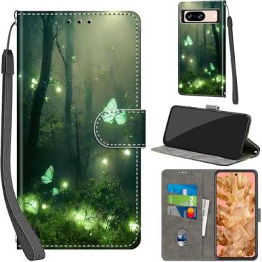 Imagem de Capa carteira para Google Pixel 8, com [3 compartimentos para cartão], fecho magnético com suporte, capa protetora flip de couro PU à prova de choque 15.7 cm 2023, borboleta