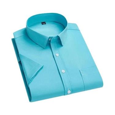 Imagem de Camisa Masculina Branca Slim Fit Anti-rugas - Manga Curta com Bolso (S