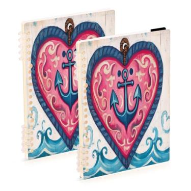 Imagem de Burbuja Cadernos de coração dos namorados, papel pautado universitário A5 com 60 folhas, fichário para diário, escritório, 2 unidades