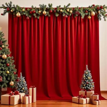 Imagem de HAEFOO Cortina de fundo vermelha – Cortinas traseiras de 3,5 x 3,5 m para festas, sem rugas, pano de fundo macio de poliéster, decoração de casamento, fundo fotográfico, resistente a manchas para