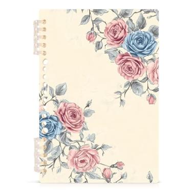 Imagem de Burbuja Caderno floral vintage, papel pautado universitário A5 com 60 folhas, fichário para escritório, 1 pacote