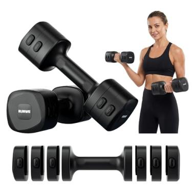 Imagem de Conjunto de 2 halteres ajustáveis - Conjunto de halteres 4 em 1 de ajuste rápido para mulheres, cada conjunto de pesos de mão de 2,2 3,3 4 4,4 kg para academia em casa e treinamento ao ar livre