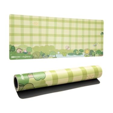 Imagem de KiiBOOM X Cosydiaries Tapete de mesa Rainy Froggy Day, antiderrapante, 90 cm x 40 cm, mouse pad grande para jogos e escritório para teclado/mouse/laptop, couro PU, durável e à prova d'água