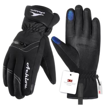 Imagem de Achiou Luvas de inverno para esqui e neve para homens e mulheres, luvas quentes à prova d'água para clima frio de -34,4 °C, luvas para snowboard com tela sensível ao toque servem para esqui, ciclismo, corrida, caminhada, condução
