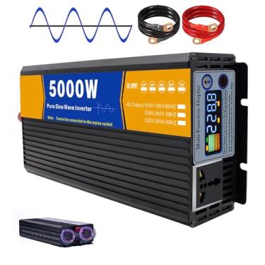 Imagem de HENGJINGTR Inversor de Onda Senoidal Pura 2500W (Pico de 5000W), Inversor de Energia de Fase Dividida DC 12V-72V para AC 110V/220V com Ecrã LCD e Tomadas AC,12v,220V 60Hz