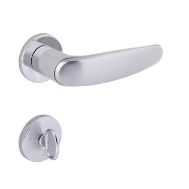 Imagem de Fechadura Arouca Banheiro Polo 40mm Roseta Cromado Escovado, Cromado E