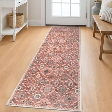 Imagem de KILOCOCO Tapete de corredor de 5 x 15 cm, tapete marroquino lavável para corredor, corredor, tapete de cozinha de lã sintética, 1,8 m, antiderrapante, para lavanderia, quarto, terracota bege