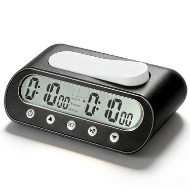 Imagem de VINJOE Relógio de xadrez digital profissional para jogos de tabuleiro, relógio de xadrez digital portátil e temporizador de jogo com recursos básicos, bônus, atraso e tempo positivo com função de