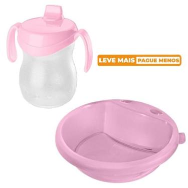 Imagem de Kit Prato 450ml e Copo Infantil 310ml Rosa Baby Sanremo