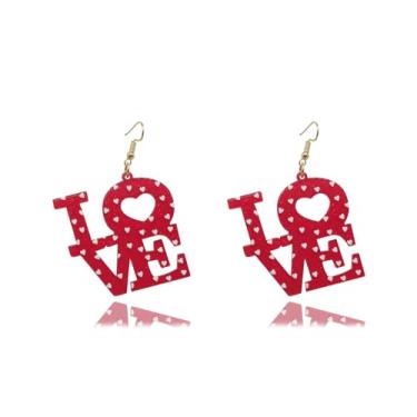 Imagem de Brincos de coração fofos de acrílico para o Dia dos Namorados Rosa Fluindo Areia Amor Brincos Criativos Amor Coração Arqueado Brincos Rosa Amor Dia dos Namorados Joias para Mulheres Meninas Presente