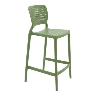 Imagem de Banqueta Alta para Cozinha Tramontina Serena Verde Oliva em Polipropileno com Proteção Antimicrobiana