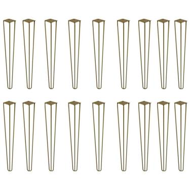 Imagem de Kit 18 Pés De Metal 60 Cm Hairpin Legs Mesa De Canto Aparador Dourado G41