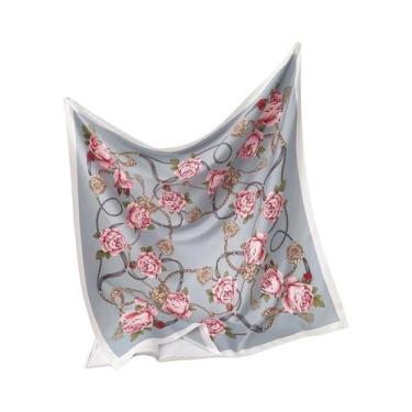Imagem de Lenço De Seda Floral Para Mulheres, Protetor Solar, Foulard, Xale, Hij