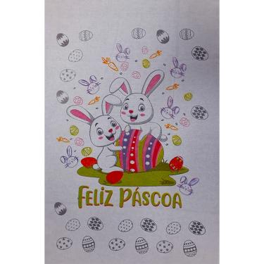 Imagem de Pano De Prato Lomaer Sacaria Pascoa 50cmx70cm Estampado Coelho 0A Branco