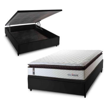 Imagem de Cama Box Baú San Diego 138x188 Branco Espuma D33 King House