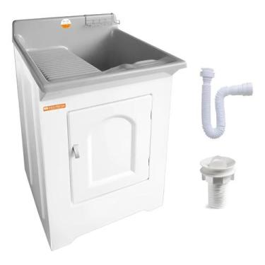 Imagem de Tanque Fibra 38l Lateral + Kit Instalação - CINZA - STILLOFIBRAS