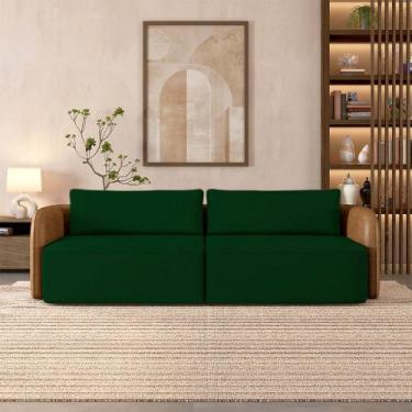 Imagem de Sofá Living Sala de Estar Abel 240cm Bipartido pés de Madeira PU/Velud