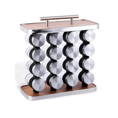 Imagem de Conj porta condimentos d1346 inox 16pcs c/ suporte inox dolce home, UN