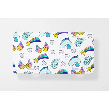 Imagem de Unicórnios Star Wings Paw Print Fantasy Vector Conjunto de 2 capas de placa de licença - Capa de placa de carro nova para carro - Capa de moldura para placa de carro 15 x 30 cm